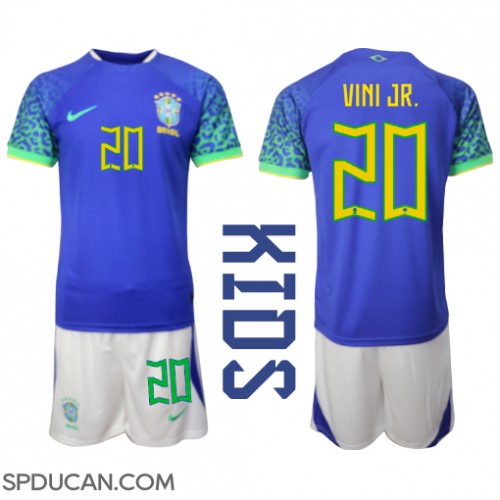 Dječji Nogometni Dres Brazil Vinicius Junior #20 Gostujuci SP 2022 Kratak Rukav (+ Kratke hlače)